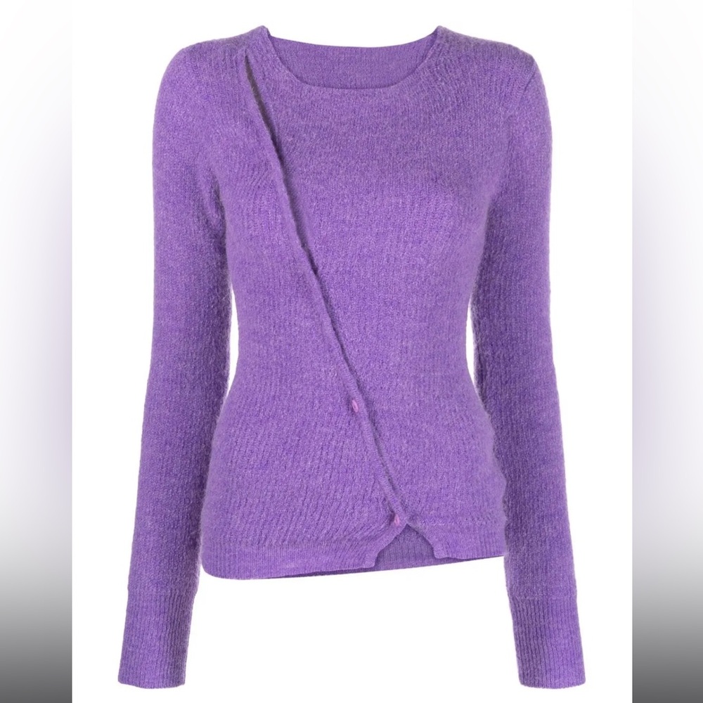 Jacquemus Purple Asymmetric Knit Cardigan Sweater S/M
